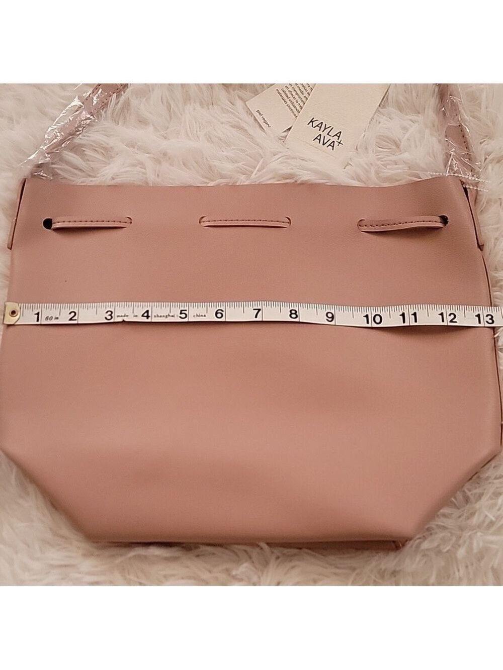 Dusty Rose Vegan Leather Kayla + Ava Bow Tie Bucket Crossbody Bag NWT - Picture 4 of 11